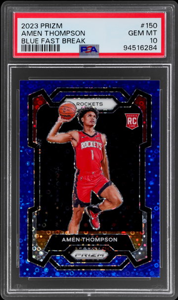 2023 Panini Prizm Amen Thompson Fast Break Blue Prizm PSA 10