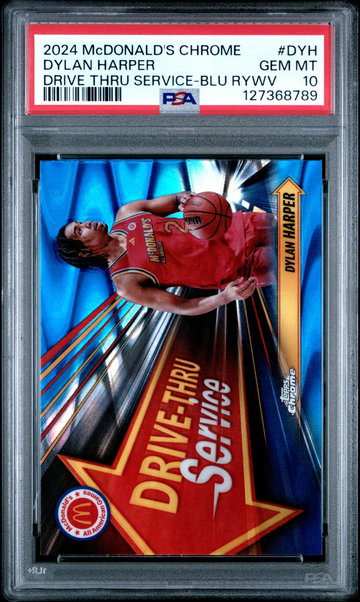 2024 Topps Chrome Mcdonald's All American Drive Thru Service Blue Raywave Dylan Harper #DYH PSA 10