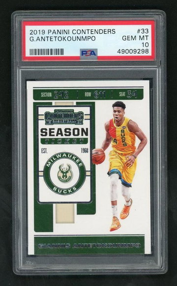 2019 Panini Contenders Rookie Ticket Autograph Giannis Antetokounmpo #33 PSA 10