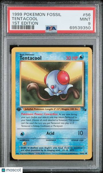 1999 Pokemon Fossil Tentacool 1st Edition PSA 9 #56