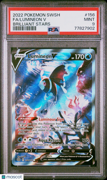 2022 Pokemon Sword & Shield Brilliant Stars Lumineon V Fa Brilliant Stars PSA 9 #156