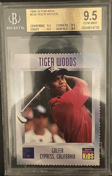 Tiger Woods 1996 Sports Illustrated for Kids #536 Rookie RC BGS 9.5 True Gem Mint