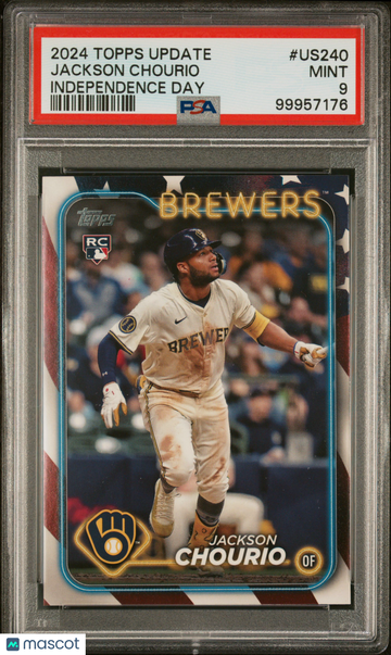 2024 Topps Update Jackson Chourio US240 Independence Day PSA 9 Baseball Trading Card