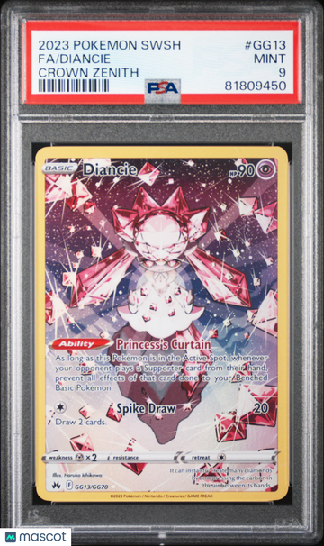 2023 Pokemon Sword And Shield Crown Zenith Diancie Holo Holo Full Art Rare Ultra Rare Fa Crown Zenith PSA 9 #GG13