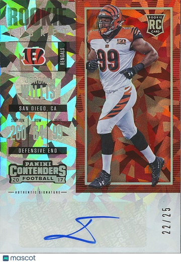 Jordan Willis 2017 Rookie Auto Panini Authentic Cincinnati Bengals