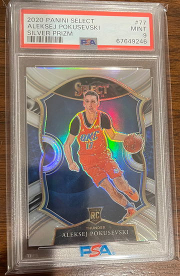 2020-21 Panini Select Aleksej Pokusevski Silver Rookie RC PSA 9 Scratch Free 