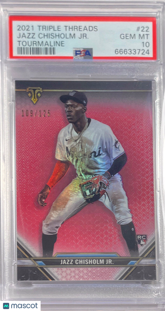 2021 Topps Triple Threads Jazz Chisholm JR. #22 Tourmaline PSA 10