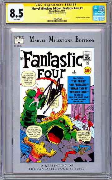 FANTASTIC FOUR #1 CGC-SS 8.5 *SIGNED STAN LEE* MARVEL MILESTONE ED REPRINT 1991