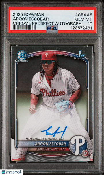 2025 Bowman Chrome Prospect Autographs Aroon Escobar #CPAAE PSA 10