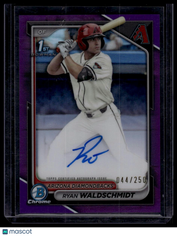2024 Bowman Draft Ryan Waldschmidt #CPA-RW Chrome Prospect Autographs Purple Refractor SN AU