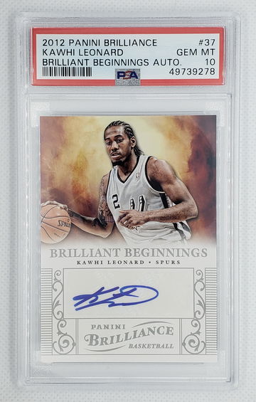 KAWHI LEONARD 2012 Panini Brilliance Brilliant Beginnings Rookie RC Auto #37 - PSA 10 GEM MINT