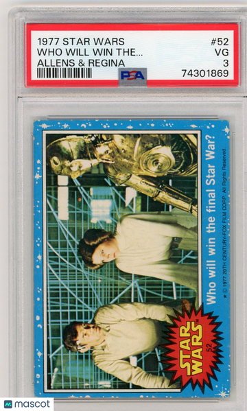 1977 Star Wars Allens & Regina Who Will Win The.. . #52 PSA 3