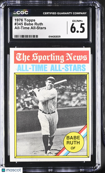 1976 Topps Babe Ruth #345 All-Time All-Stars CGC 6.5