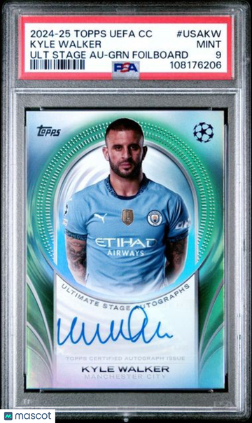 2024-25 Topps UEFA Club Competitions Ultimate Stage Autographs Kyle Walker #USAKW GRN Foilboard PSA 9