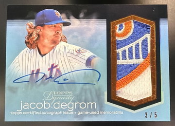 2018 Topps Dynasty Jacob deGrom #DAP-JDG Auto Patch Silver 3/5 MEM