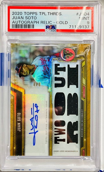 Juan Soto Triple Threads Gold Auto /9 POP 1 Game Used Patch