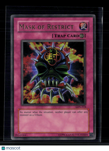 2002 Konami Labyrinth of Nightmare Mask of Restrict Ultra Rare Continuous Trap Card