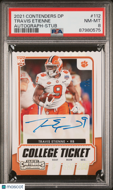 2021 Panini Contenders Draft Picks Travis Etienne #112 Autograph Stub /9 PSA 8