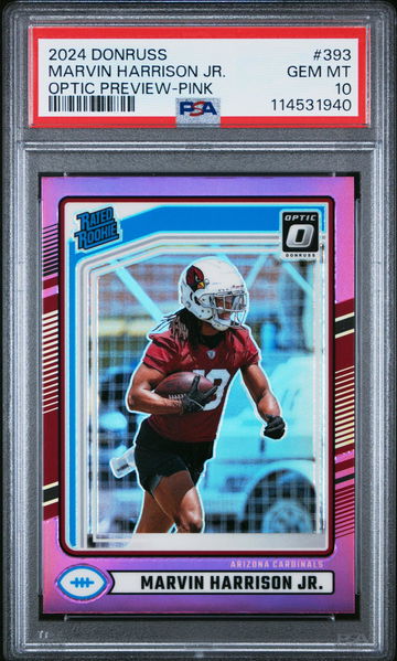 2024 Optic Rated Rookies Preview Pink Marvin Harrison Jr. #393 PSA 10