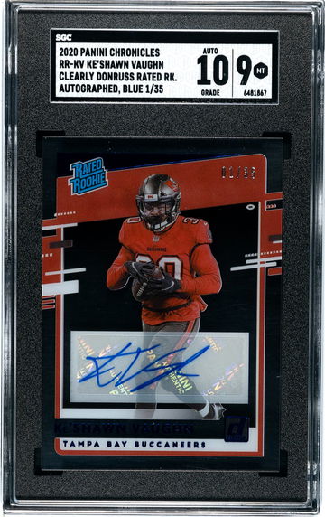 2020 Panini Chronicles Clearly Donruss Ke' Shawn Vaughn Rated Rookie Auto 1/35 SGC 10/9