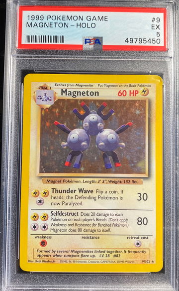 1999 Pokémon base set Magneton Holo Holograpgic EX 5 9 /102 rare