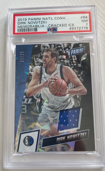 2019 Panini National Convention Dirk Nowitzki Memorabilia Cracked Ice PSA 7