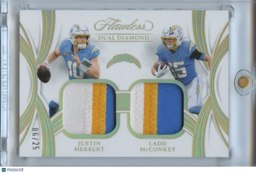 Justin Herbert / Ladd Mcconkey 2025 Flawless Dual Patch Los Angeles Chargers /25
