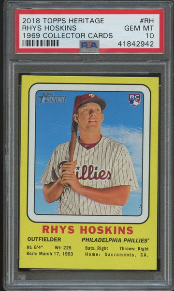 Rhys Hoskins 2018 Topps Heritage 1969 Collector Card Rookie PSA 10