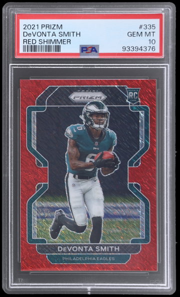 2021 Panini Prizm Devonta Smith Red Shimmer Prizm PSA 10 RC
