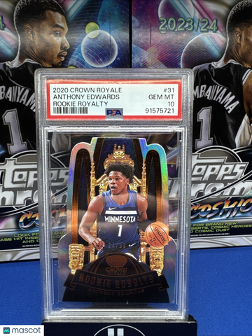 2020-21 Panini Crown Royale Anthony Edwards #31 Die-Cut Rookie PSA 10
