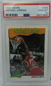 1991 Hoops All Time Active Leader Scoring Avg Average 536 Michael Jordan Chicago Bulls PSA 10 Gem Mint