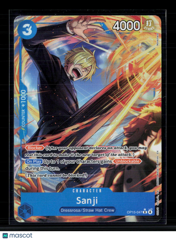 2024 One Piece Card Game Wings of the Captain Sanji Super Rare Parallel On Play Blocker
