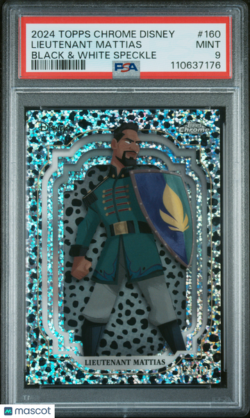 2024 Topps Chrome Disney Lieutenant Mattias #160 Black & White Speckle PSA 9