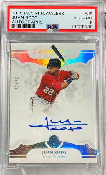 2019 Juan Soto Flawless 22/25 Jersey # PSA 8 On Card 