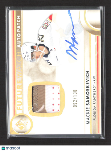 2023 Upper Deck SP Authentic Future Watch Auto Patch Mackie Samoskevich #154 Patch 092/100 Auto