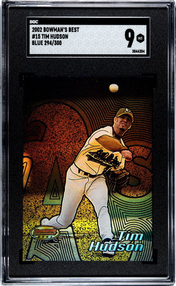 2002 Bowman's Best Blue Tim Hudson #15 /300 SGC 9