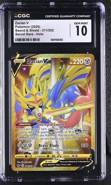 2020 Pokemon Sword & Shield Secret Rare Zacian V #211/202 Holo CGC 10