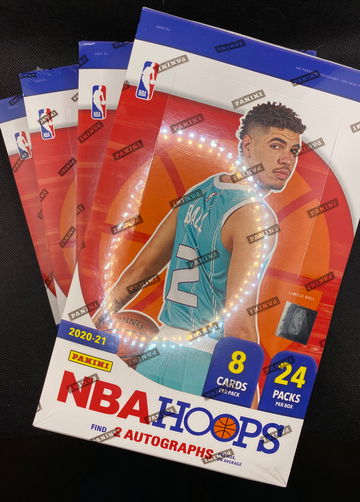 (4) 2020-21 Panini NBA Hoops Hobby Box Basketball