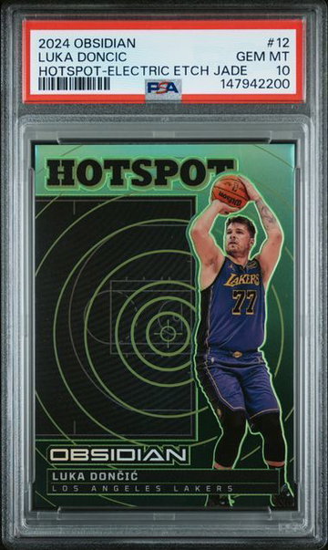 2024 Obsidian | Luka Doncic | HotSpot Electric Etch Jade | 20/25 | PSA 10