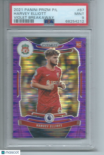 2021 Panini Prizm Premier League Harvey Elliott #87 Violet Breakaway PSA 9