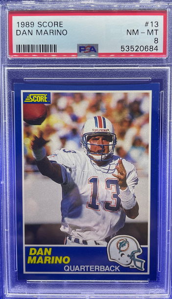 1989 Score Football #13 Dan Marino Miami Dolphins HOF PSA 8 NM-MT