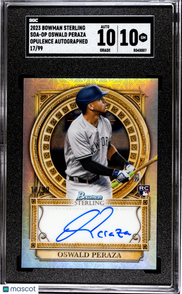 2023 Bowman Sterling Oswald Peraza #SOA-OP Opulence, Autograph SGC 10 Auto 10