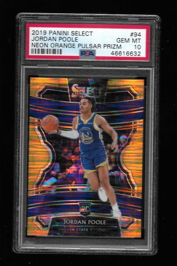 2019 PANINI SELECT JORDAN POOLE NEON ORANGE PULSAR