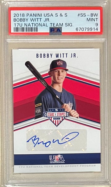 /181 Bobby Witt 2018 Panini USA Stars & Stripes Team Signatures Auto PSA 9