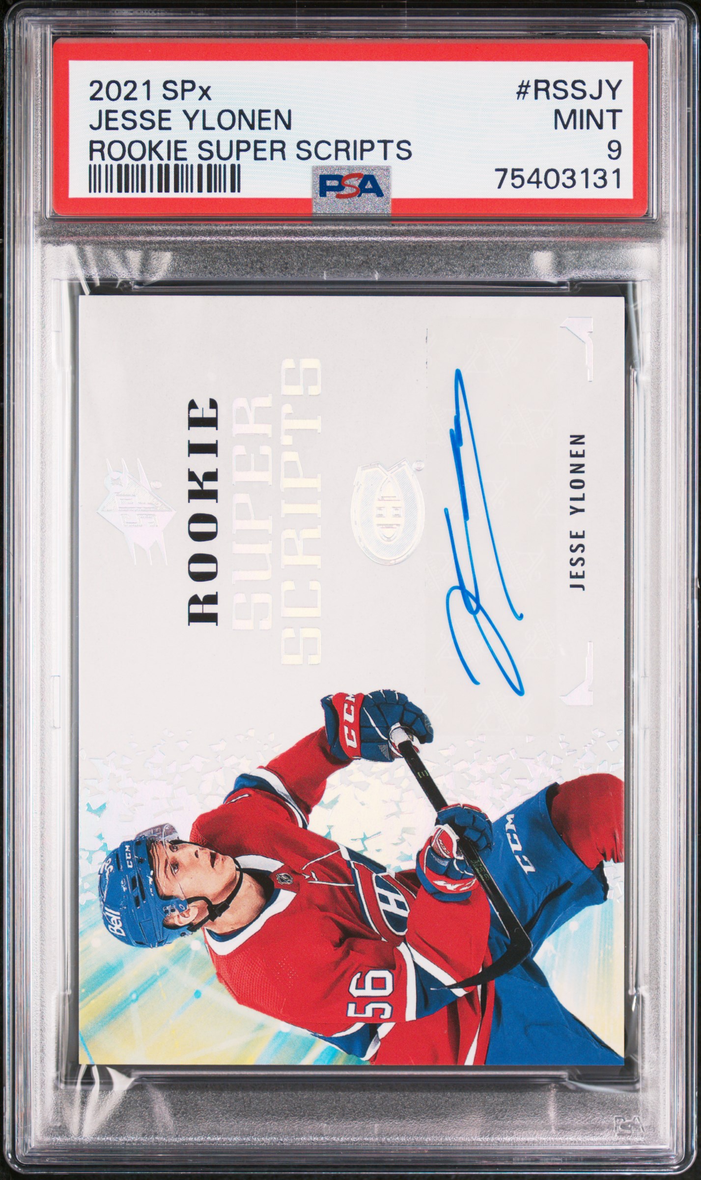 2021 SPX Rookie Super Scripts Jesse Ylonen #RSSJY Rookie Super Scripts PSA 9