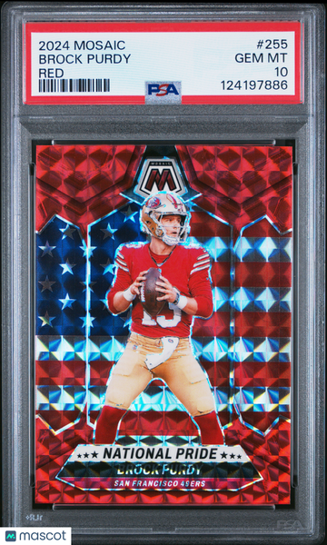 2024 Panini Mosaic Brock Purdy #255 Red PSA 10