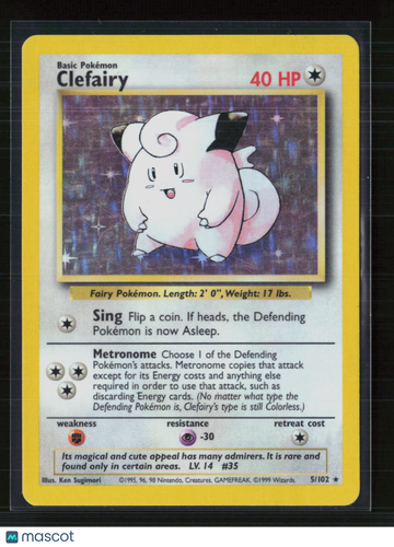 1999 Base Set Clefairy Holo Rare #5/102
