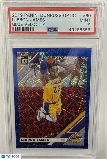 2019-20 Panini Donruss Optic LeBron James #60 Blue Velocity Prizm Graded Parallel/Variety Prizm Optic PSA 9