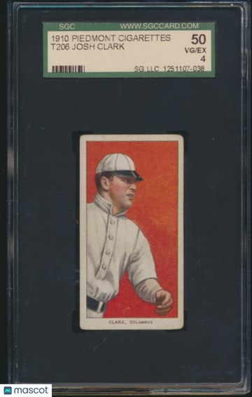 1910 Piedmont Cigarettes (T206) Josh Clark SGC 4