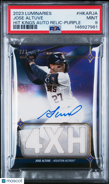 2023 Topps Luminaries Hit Kings Autograph Relics Jose Altuve #HKARJA Purple /3 PSA 9 Topps